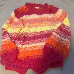 JODIFL Vibrant Striped Sweater - Pink, Orange, Cream